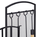 Portalegna per Camino con 4 Attrezzi 39x39x68 cm in Metallo Nero