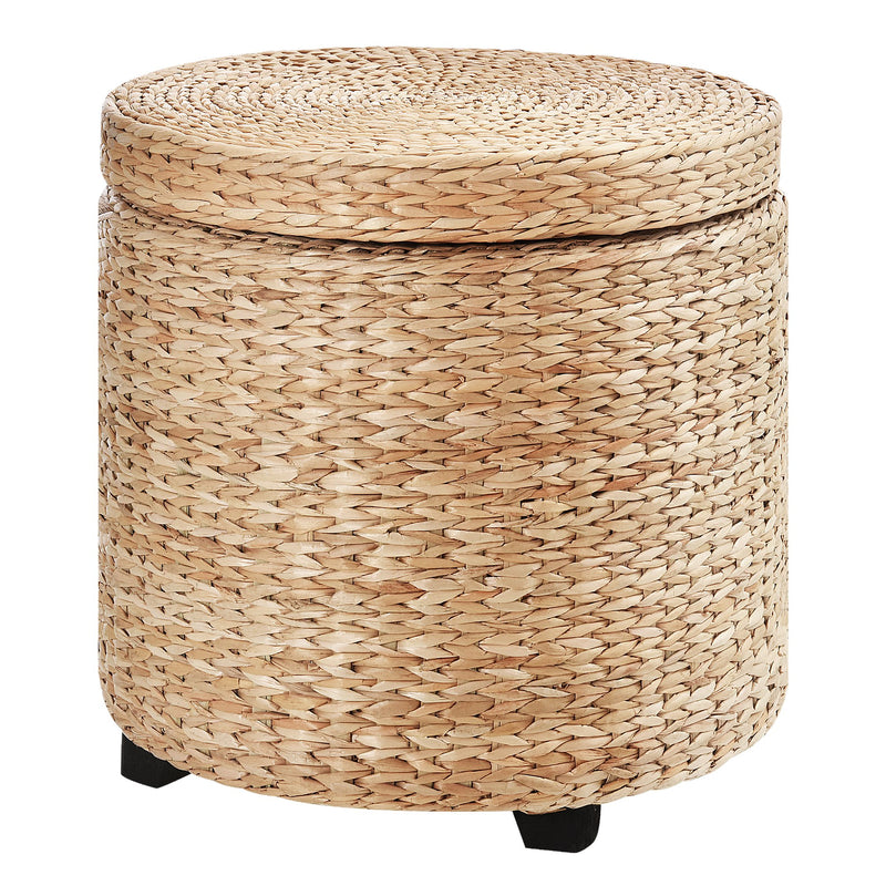 Pouf Contenitore Tondo Ø43x43 cm in Rattan Khaki