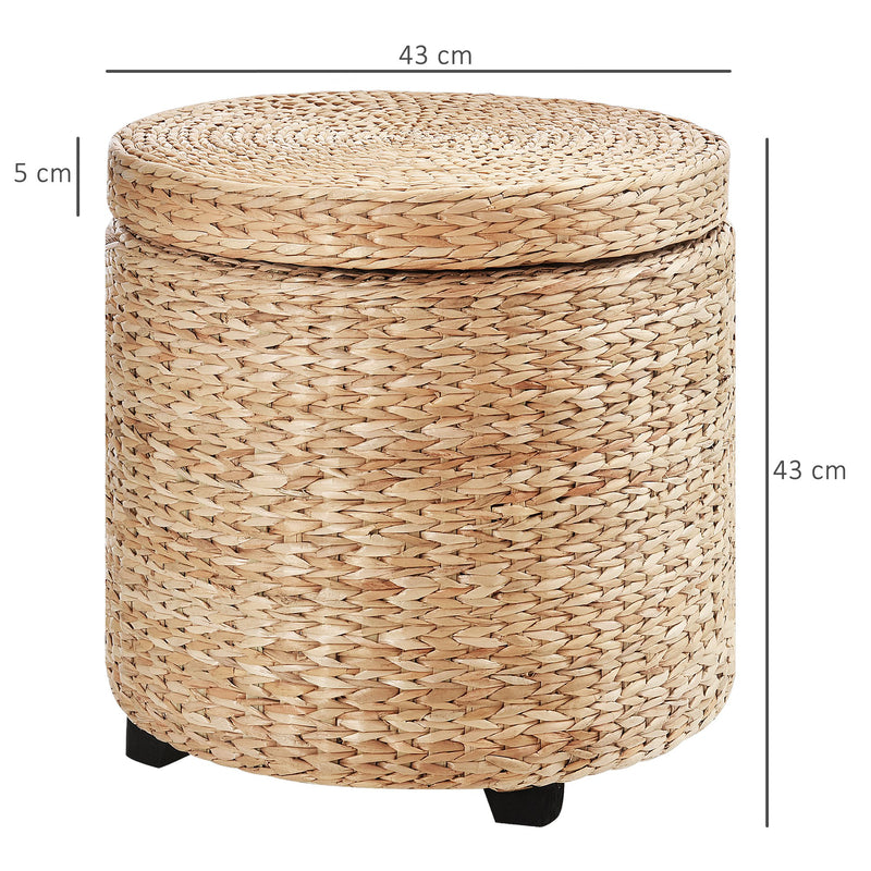 Pouf Contenitore Tondo Ø43x43 cm in Rattan Khaki