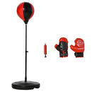 Punching Ball per Bambini con Guantoni Altezza Regolabile Rosso e Nero