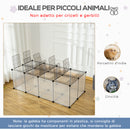Gabbia per Criceti e Roditori Modulabile 140x70x45 cm in Resina e Acciaio Nero e Trasparente