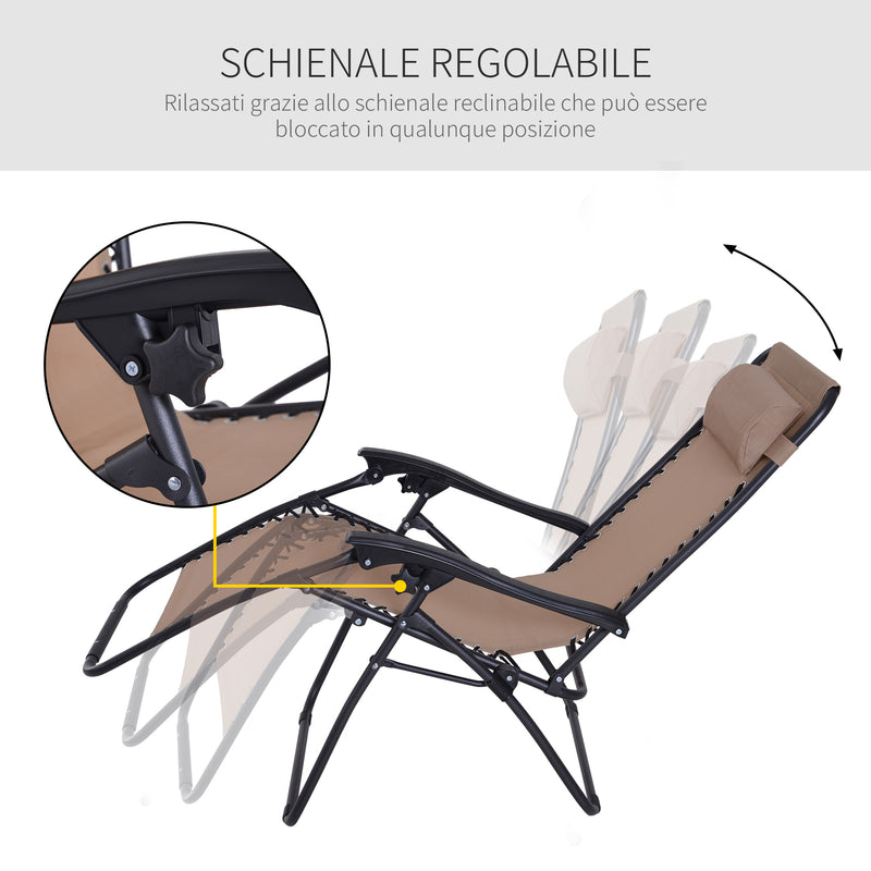 Sedia Sdraio Zero Gravity 90x65x110cm Reclinabile in Acciaio e Textilene