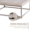 Tavolino Basso da Caffè 80x80x34 cm in Acciaio e MDF Grigio