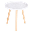 Tavolino Basso Ø40x40,5 cm in Legno e MDF Bianco