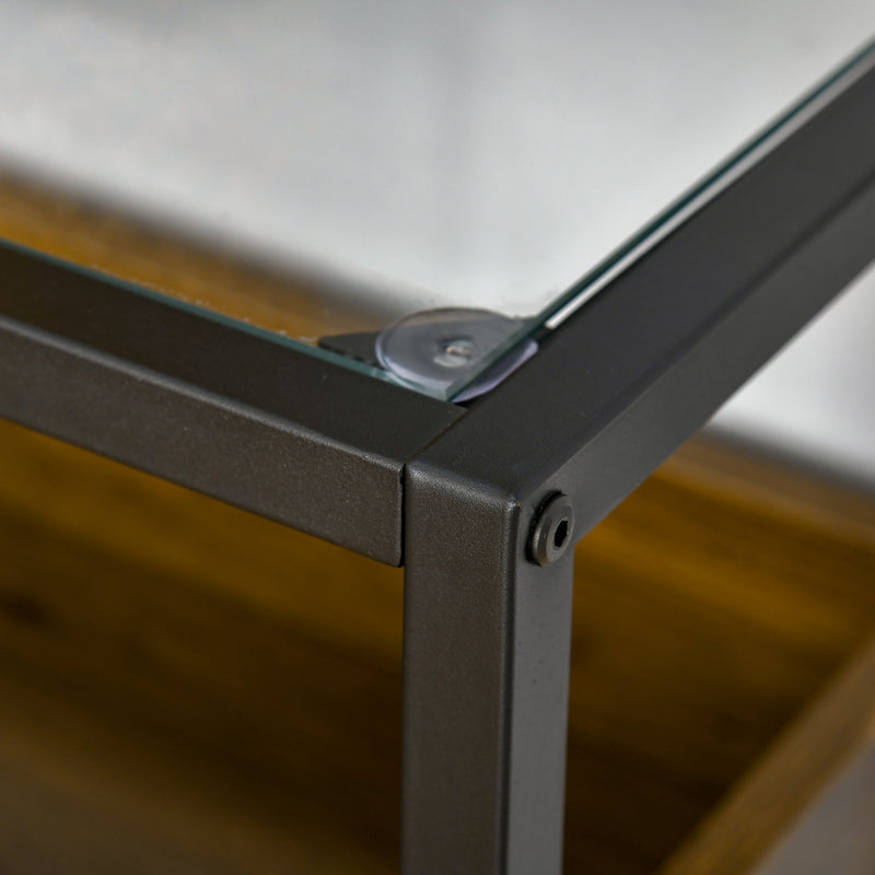 Tavolo Consolle Ingresso 108x28x85 cm in Acciaio e Legno Marrone Rustico