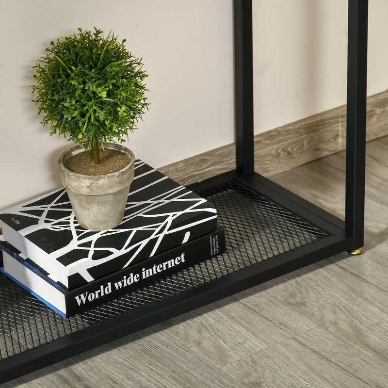 Tavolo Consolle Ingresso 108x28x85 cm in Acciaio e Legno Marrone Rustico