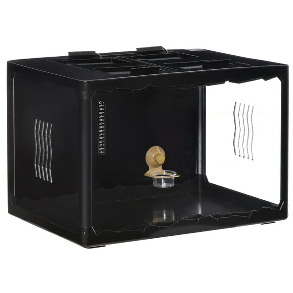 Terrario per Tartarughe di Terra 60x40x40,5 cm con Termometro 18-34° Nero online