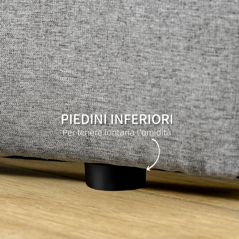 Testiera Letto Matrimoniale 160x7x120 cm in Tessuto Effetto Lino Trapuntata a Bottoni Grigia