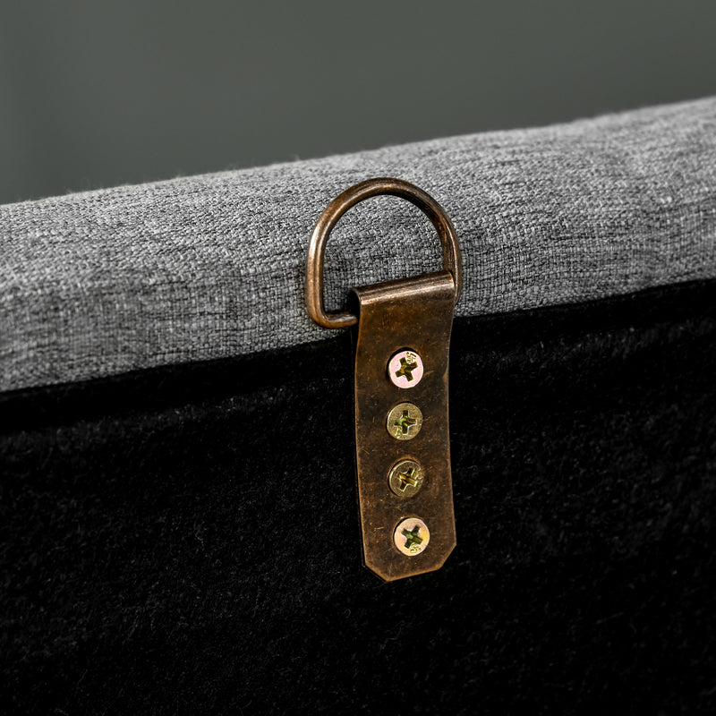 Testiera Letto Matrimoniale 160x7x120 cm in Tessuto Effetto Lino Trapuntata a Bottoni Grigia