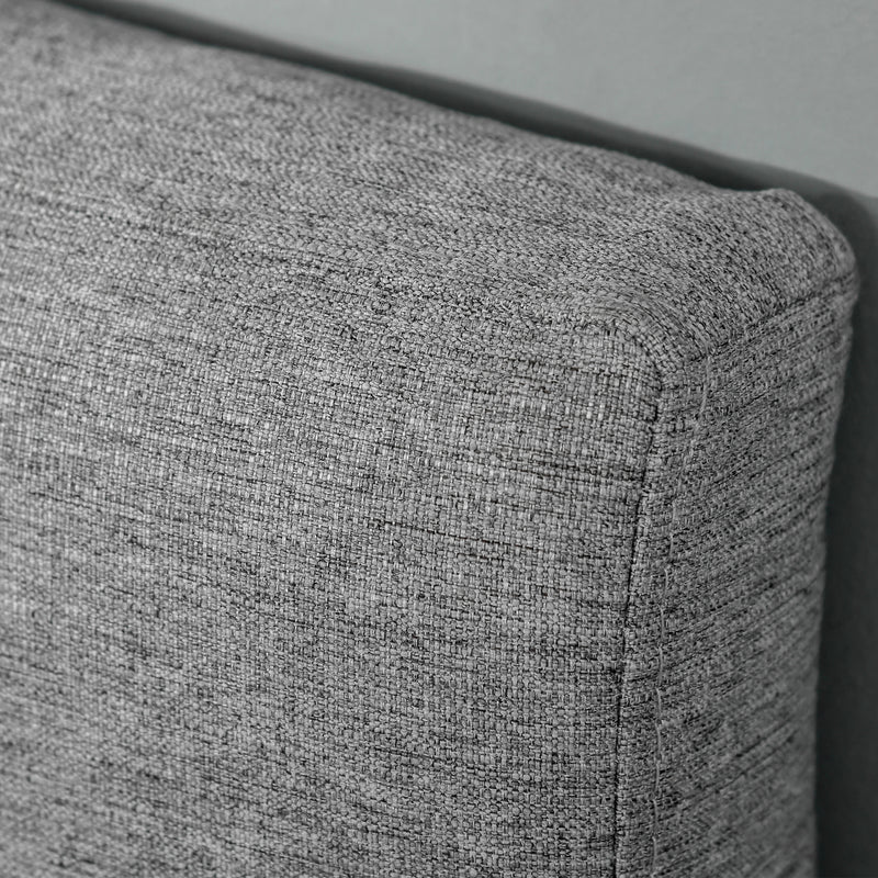 Testiera Letto Matrimoniale 160x7x120 cm in Tessuto Effetto Lino Trapuntata a Bottoni Grigia