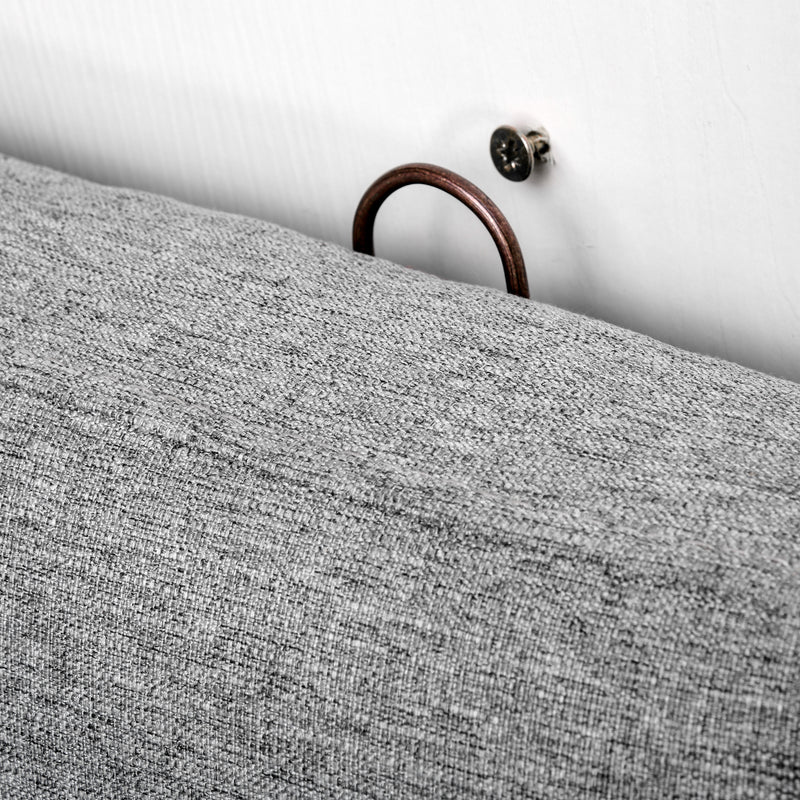 Testiera Letto Matrimoniale 160x7x120 cm in Tessuto Effetto Lino Trapuntata a Bottoni Grigia