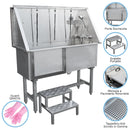 Vasca per Toeletta 127x47,5x136 cm Professionale con Accessori in Acciaio 