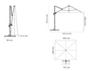 Ombrellone da Giardino Decentrato 3x3m in Alluminio Telo in Poliestere Mosini Jazz Grigio e Bianco