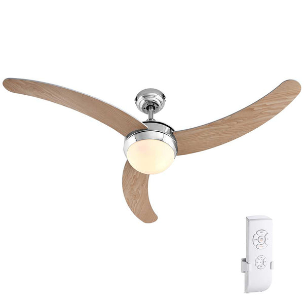 Ventilatore da Soffitto 3 Pale Legno con Lampada e Telecomando Diametro 122cm sconto