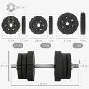 Set 2 Manubri da 25Kg Totali con 12 Dischi in Acciaio e PU Nero    