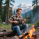 Ukulele per Principianti da 21 Pollici Plettro e Corda di Ricambio in Legno con Corde in Nylon Nero      