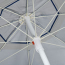 Ombrellone da Spiaggia Inclinabile con Tendine Laterali Ø191x211 cm in Poliestere e Acciaio Blu e Bianco  