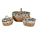 Set 2 Ceste in vimini con 2 piccoli e foderanaturale ovale