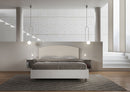Letto Matrimoniale con Rete e Contenitore Alzata Comoda Struttura Bianco Frassico e Testata in Similpelle Antilia Tortora Varie Misure