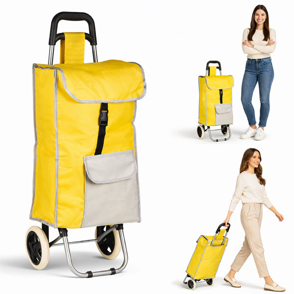 Carrello per la Spesa Zeus Trolley con Rivestimento Termico 35x30x90 cm e Ruote Giallo prezzo