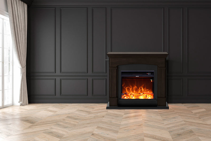 Camino Elettrico da Pavimento 107,2x95,2x24,5 cm Effetto Fiamma 1500W Sined Siena Wenge