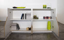 Credenza 4 Ante 220,1x43x86 cm Alien Bianco Lucido e Acero Pereira