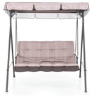 Dondolo 3 Posti da Giardino 160x118x160 cm in Ferro e Poliestere Pemba Beige