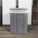 Cesto Portabiancheria 60x40x27 con Maniche e Coperchio in Bambù Grigio
