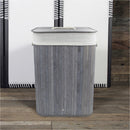 Cesto Portabiancheria 60x40x27 con Maniche e Coperchio in Bambù Grigio