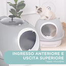 Lettiera per Gatti Chiusa con Vassoio Estraibile 47x55x44 cm 2 Ingressi e Paletta Grigio  