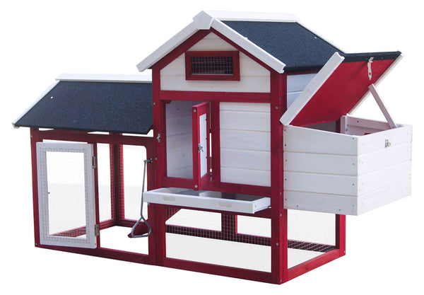 Pollaio da Giardino 152x62x92 cm Per 3 Galline in Legno Rosso e Bianco online