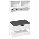 Mobile Ingresso con Scarpiera e Appendiabiti 80x20x40 cm in MDF e Poliestere Bianco