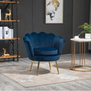 Poltrona Imbottita 76x67x74 cm in Tessuto Vellutato Blu