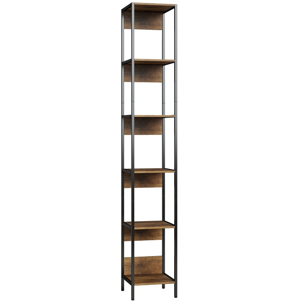 prezzo Libreria 29,5x30x185 cm Scaffale a 6 Ripiani Finitura in Legno e Acciaio Marrone
