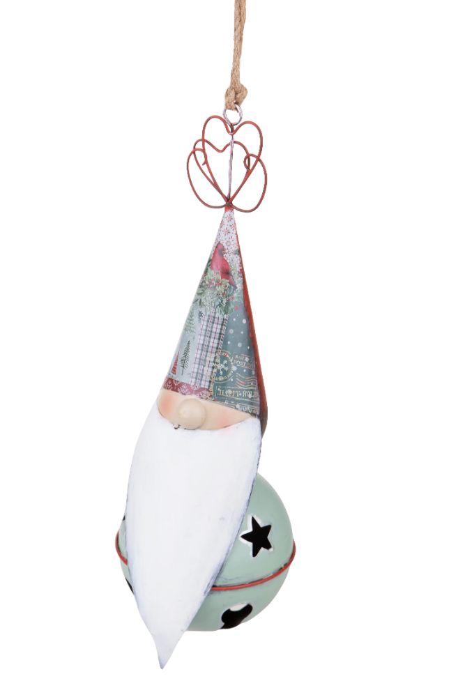 Addobbi Natalizi Sfera Babbo Natale da Appendere Ø 16 cm in Metallo