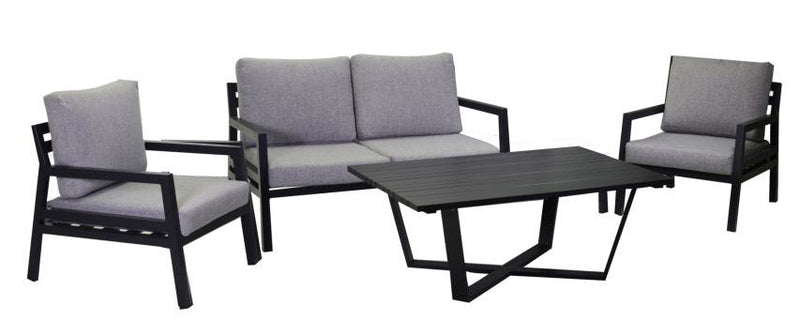 Set Salotto da Giardino in Alluminio Divano 2 Poltrone e Tavolino Irvine Grigio