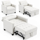 Poltrona Letto Singolo 91,5x83x90 cm Chaise Lounge Seduta Ergonomica in Poliestere Beige     