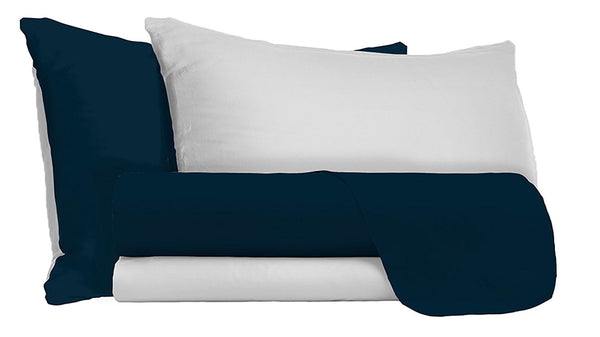 Set Lenzuola Sopra Sotto e Federe Doubleface Blu Scuro\/Grigio Chiaro online