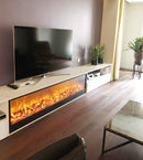 Camino Elettrico da Incasso 50,7x20x180 cm 1500W Effetto Fiamma Sined Amiata Nero