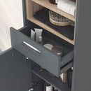 Mobile a Colonna da Bagno con Cassetto e Armadietti 40x24x160 cm in Legno Grigio 