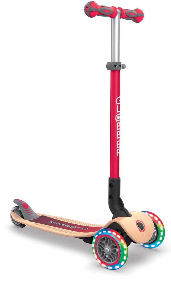 Monopattino 3 Ruote a LED Pieghevole 3 Altezze Max 50 Kg Globber Primo Foldable Wood Rosso online