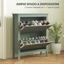 Scarpiera Slim per 14 Paia di Scarpe 80x24x95,5cm 2 Cassetti Verde   