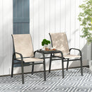 Panchina 2 Posti da Giardino 152x72x95 cm con Braccioli e Tavolino Basso Centrale in Vetro Marrone e Nero   