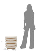 Puff Damasco Line Ø40x42 cm in MDF e Spugna e Poliestere e Cotone Naturale      