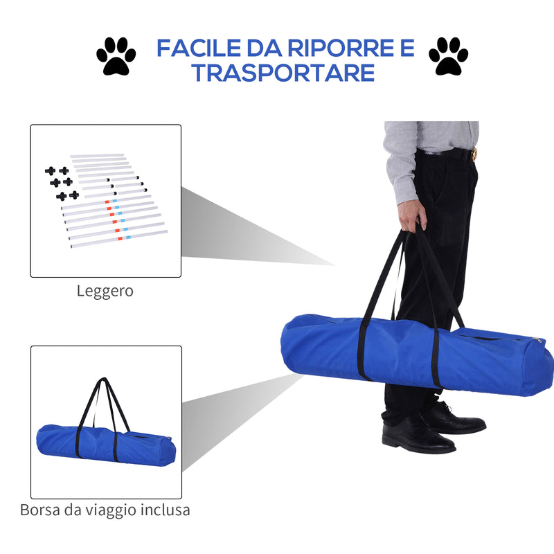 Set Addestramento Cani da Esterno con 6 Pali e Borsa di Trasporto Bianco