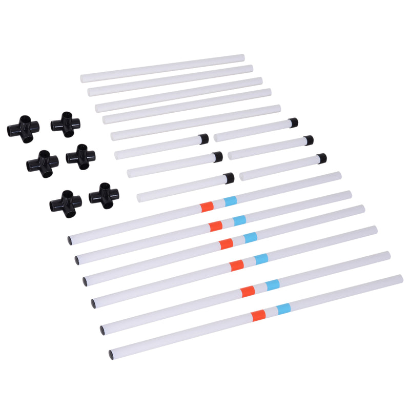 Set Addestramento Cani da Esterno con 6 Pali e Borsa di Trasporto Bianco