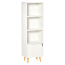 Libreria con 3 Ripiani e 1 Armadietto 40x30x129,5 cm in Legno Bianco