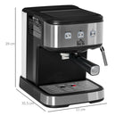 Macchina da Caffè e Cappuccino 850W 15 Bar 35.5x21x29 cm Nero e Argento