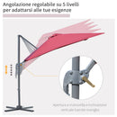Ombrellone da Giardino Decentrato 2,45x2,45m con Rotazione 360° Rosso Scuro
