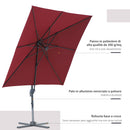 Ombrellone da Giardino Decentrato 2,45x2,45m con Rotazione 360° Rosso Scuro